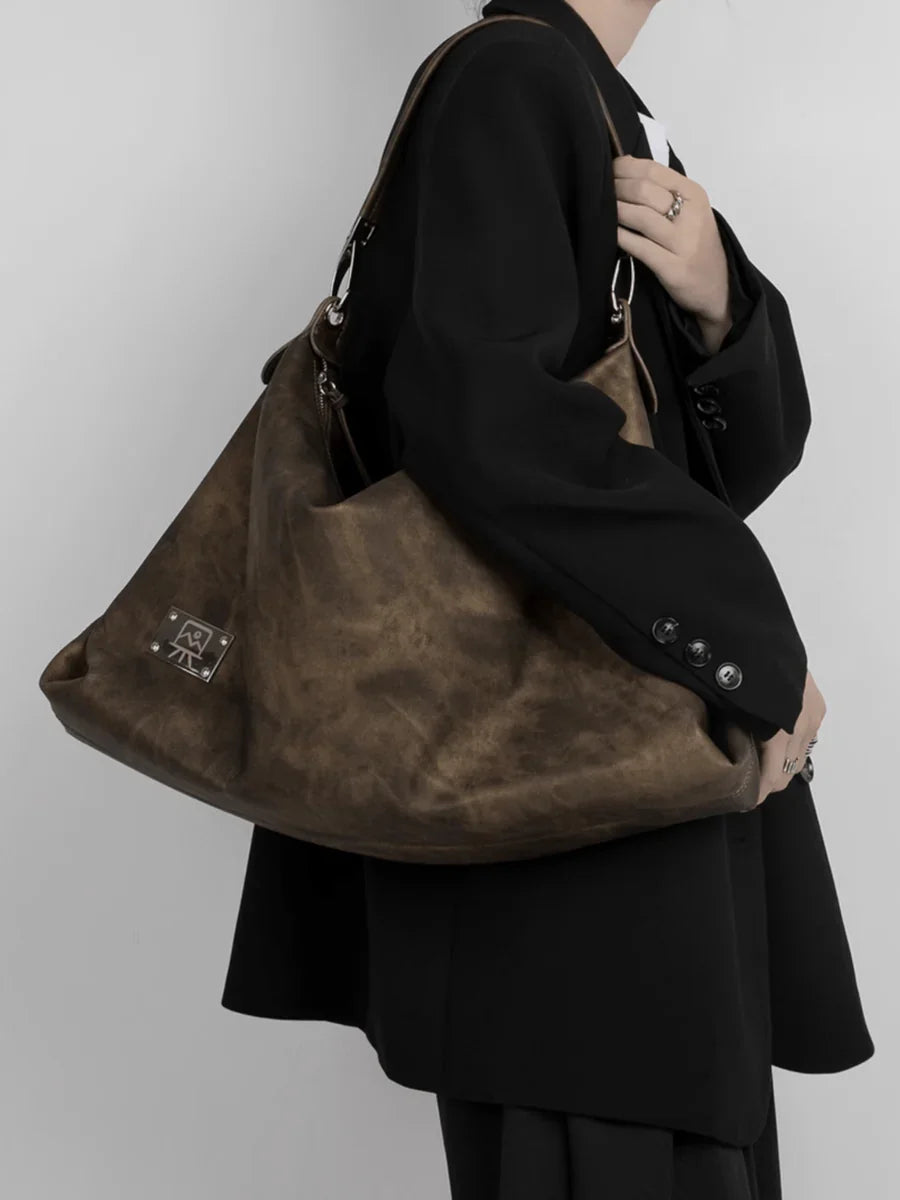 [LUCKYSTUDIO]LARGE SOFT LEATHER SHOULDER CROSSBODY BAG A0038