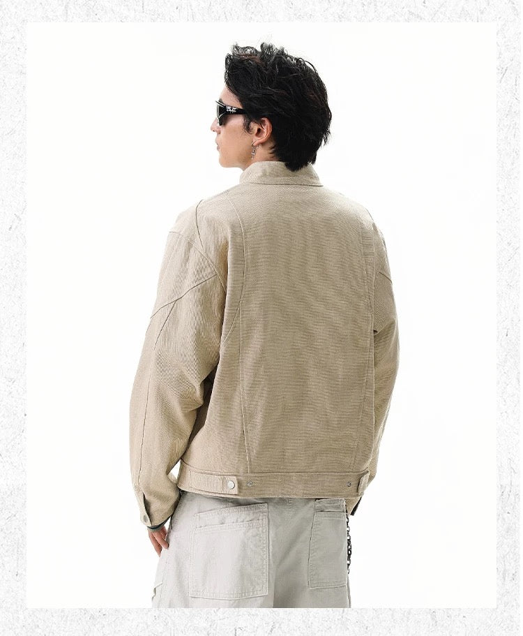 Harrington Stand Collar Utility Jacket – American Vintage Streetwear Coat T0032