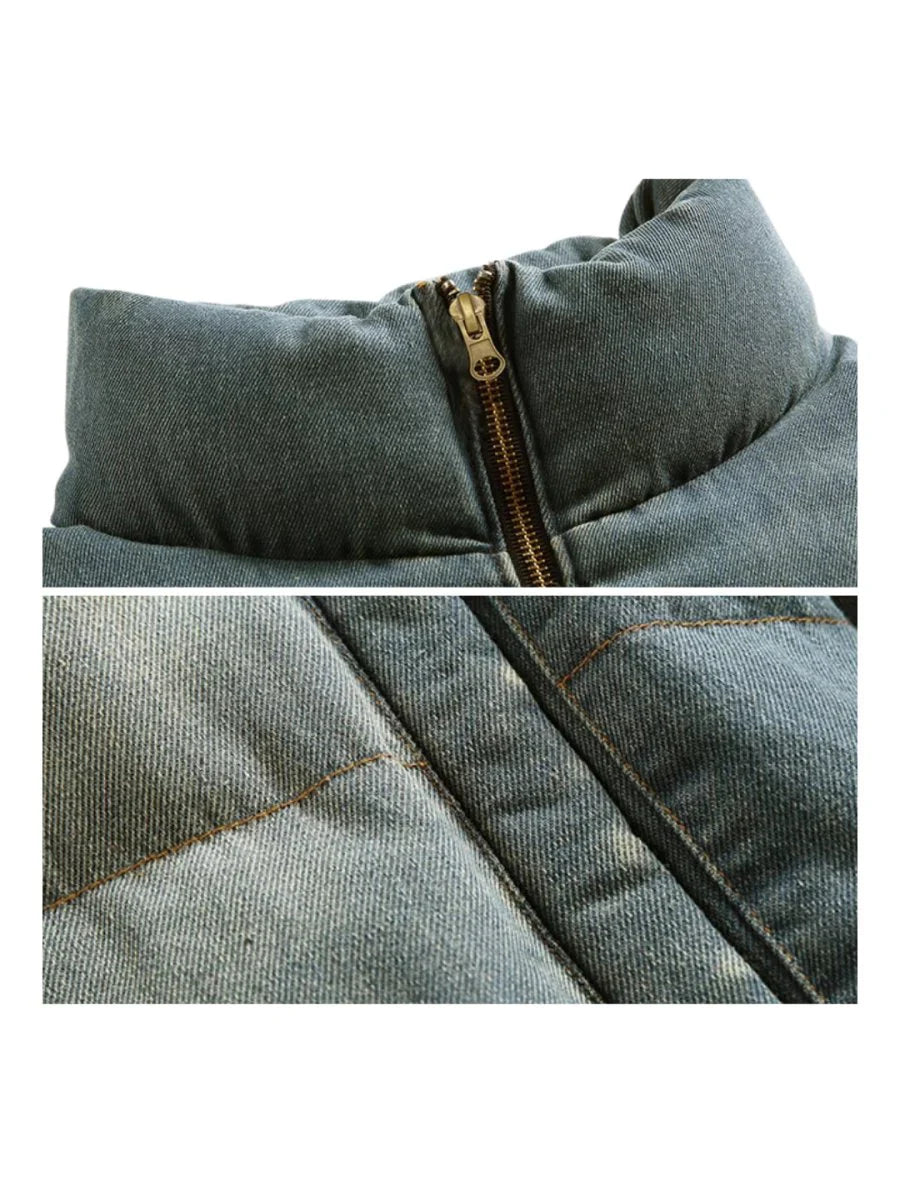 [MRNEARLY] WASHED DENIM DOWN JACKET T0092