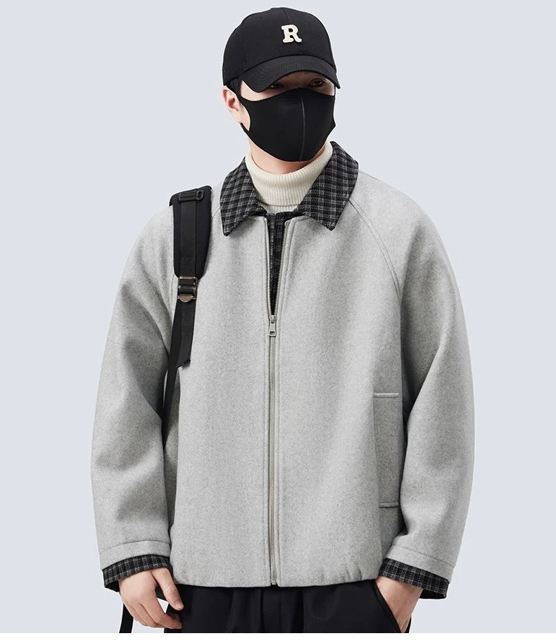 Chaqueta acolchada holgada de lana de oveja para hombre T0247