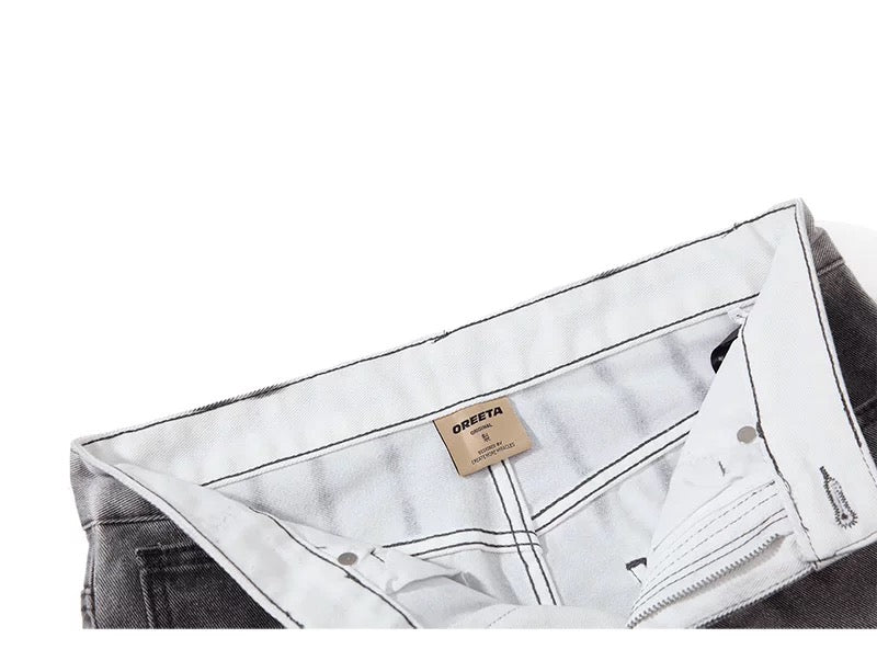 Men’s Smoke Washed Vintage Jeans – Distressed American Street Denim Pants B0066