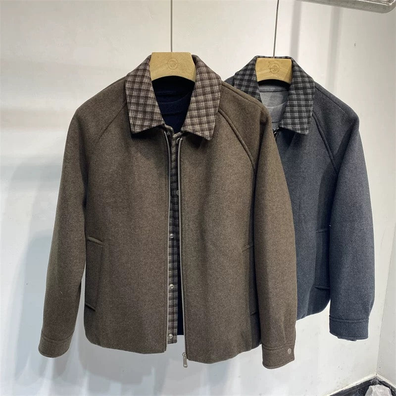 Chaqueta acolchada holgada de lana de oveja para hombre T0247