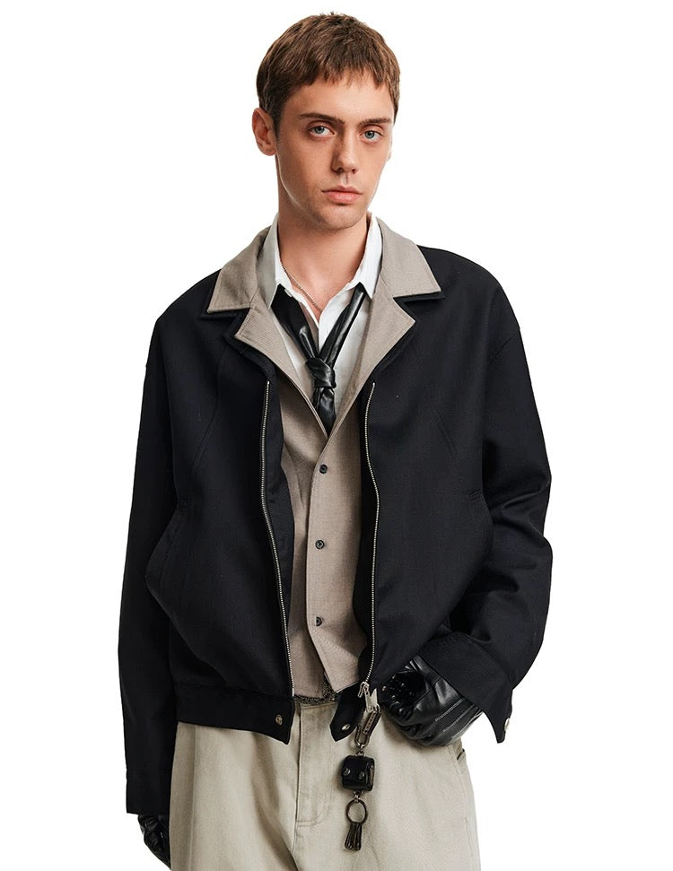 Men’s Deconstructed Layered Jacket – Vintage Minimal Street Outerwear T0058
