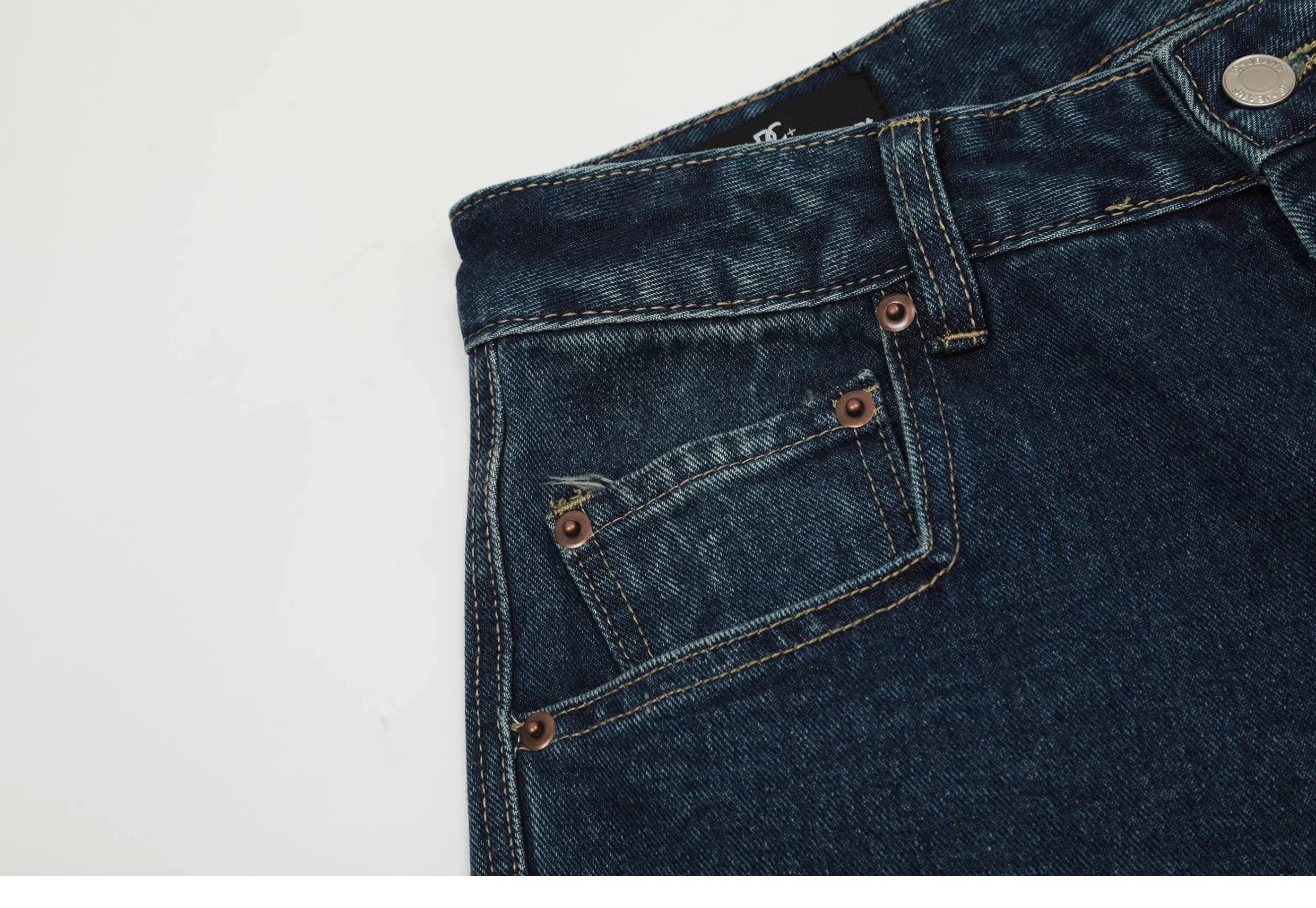 Vaqueros vintage americanos multibolsillos: pantalones vaqueros holgados de trabajo urbanos B0060