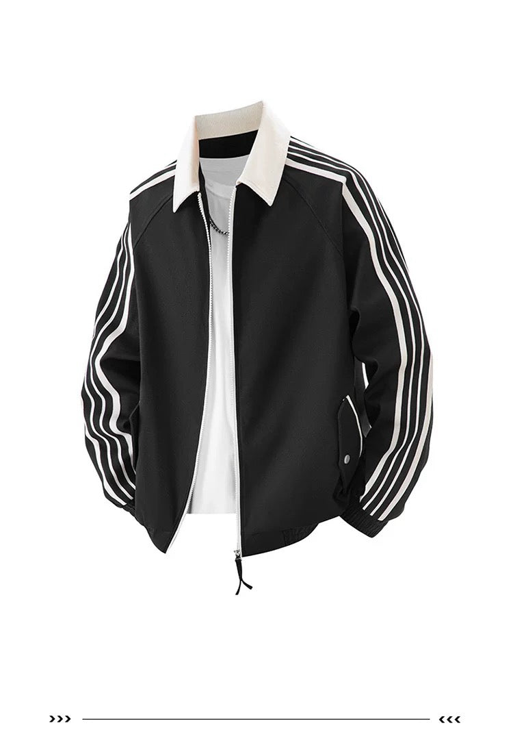 Chaqueta unisex vintage a rayas – Ropa de calle retro americana T0082