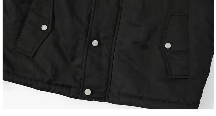 Men’s Detachable Fur Collar Padded Jacket – American Retro Winter Street Outerwear T0055