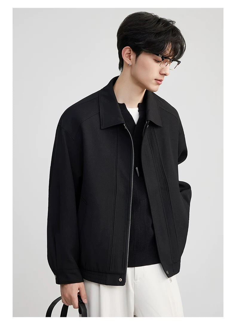 Men’s American Business Collar Jacket – Modern Retro Minimal Street Outerwear T0063