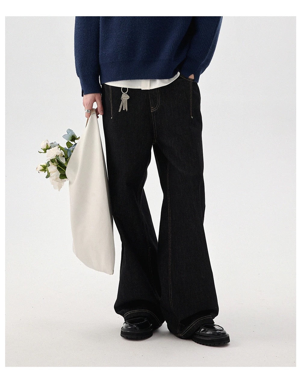 Men’s Vintage American Wide-Leg Denim Jeans B0017