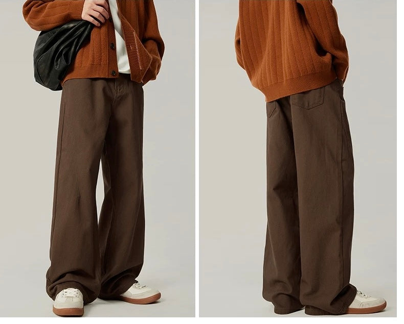 Men’s Loose Straight Wide-Leg Pants – American Minimalist Streetwear Trousers B0082