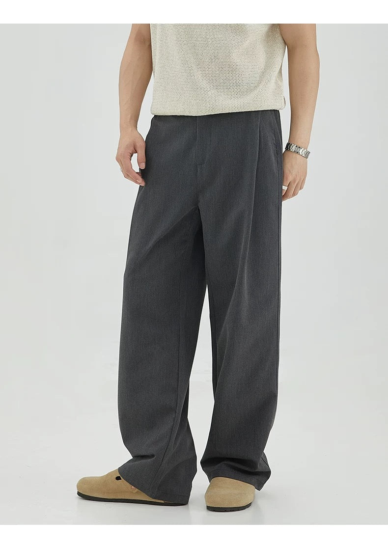 Men’s Wide-Leg Casual Pants – Relaxed Fit Minimal Streetwear Trousers B0064