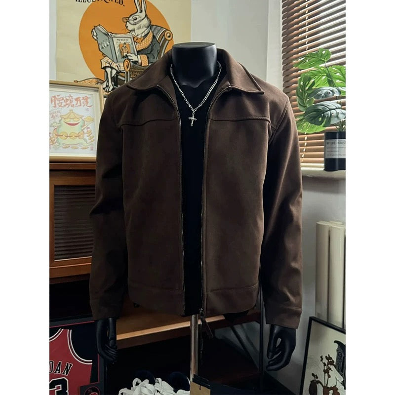 Chaqueta vintage americana con cuello de ante para hombre T0251