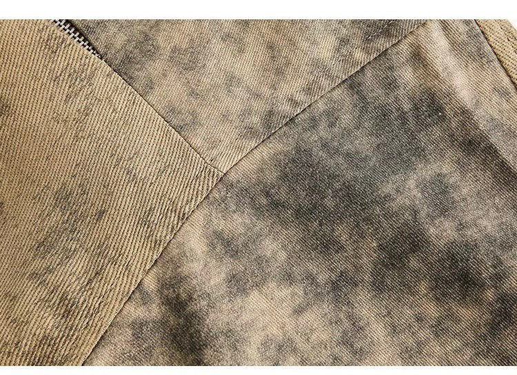 Men’s Vintage American Paint-Splatter Workwear Jacket – Distressed Retro Street Style Outerwear T0040