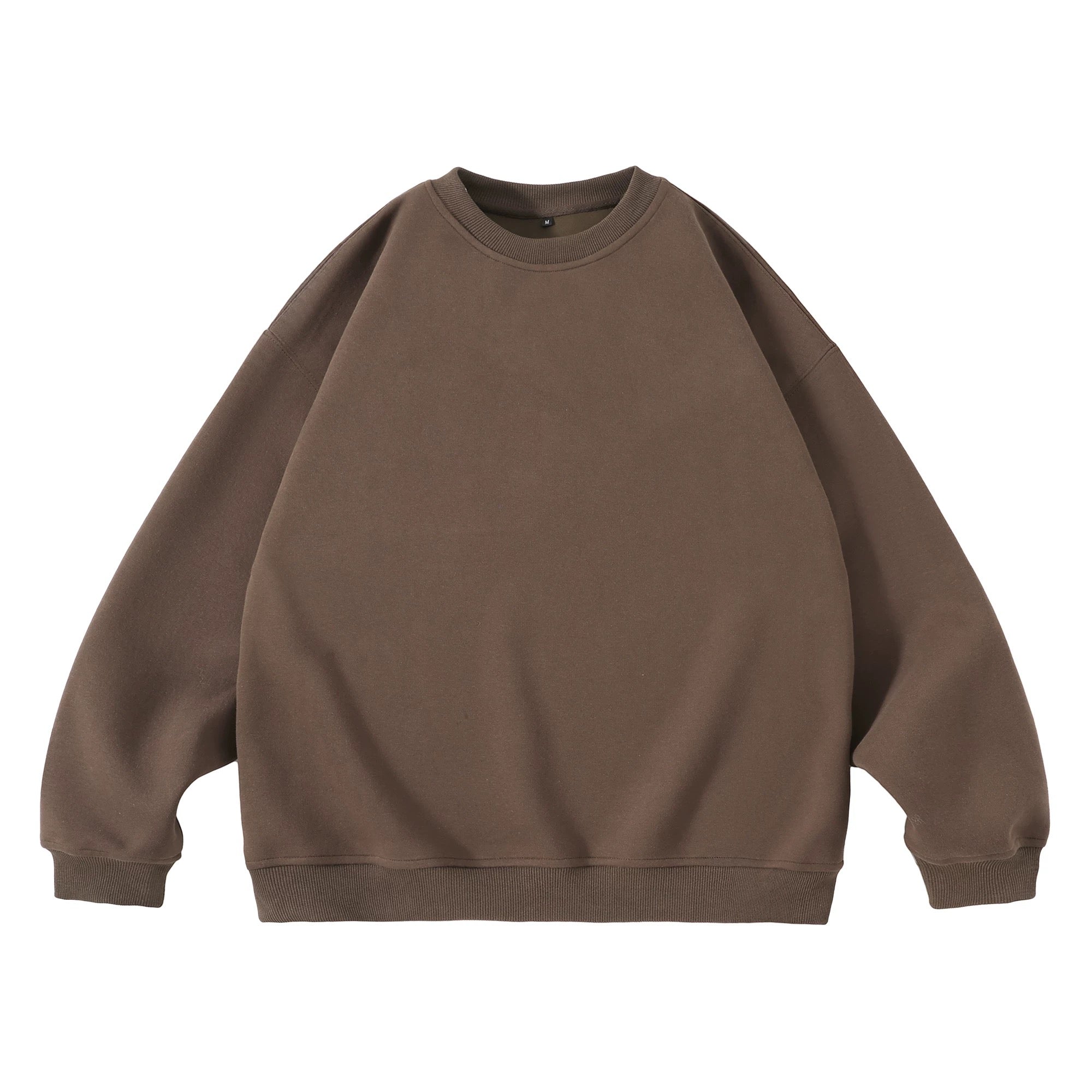 Sudadera de cuello redondo de color liso y peso pesado para hombre, prenda informal esencial para todas las estaciones T0003