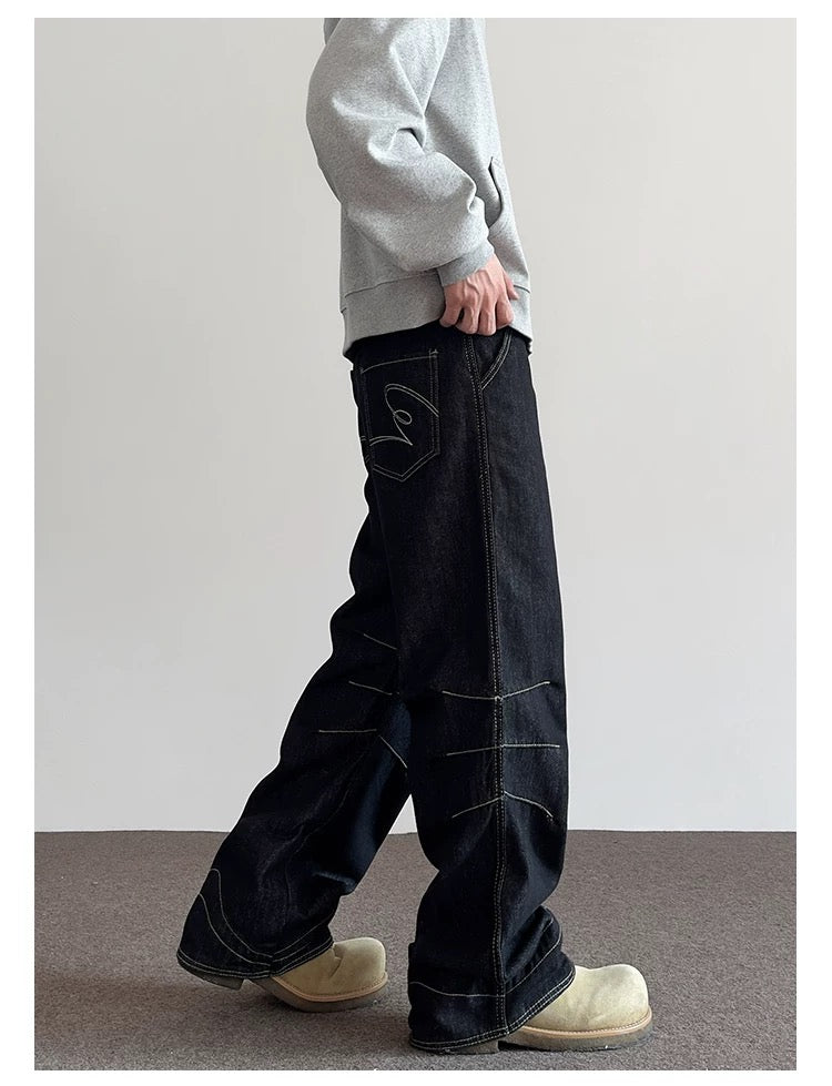 Men’s American Vintage Wide-Leg Denim Jeans B0018