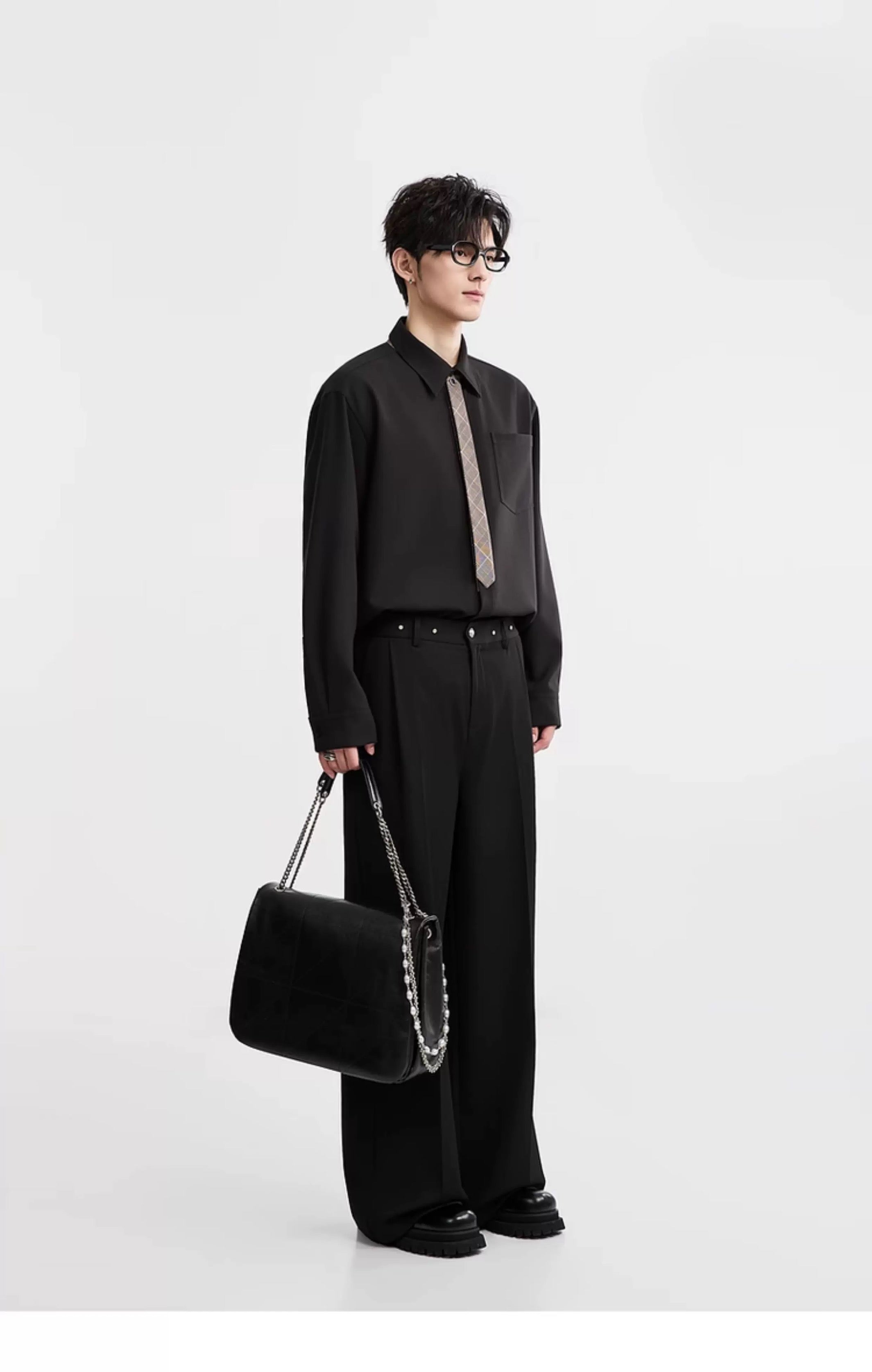 3-in-1 しわ防止＆カラーブロックシャツ - メンズ 秋冬 サーマル 長袖 トップス T0044