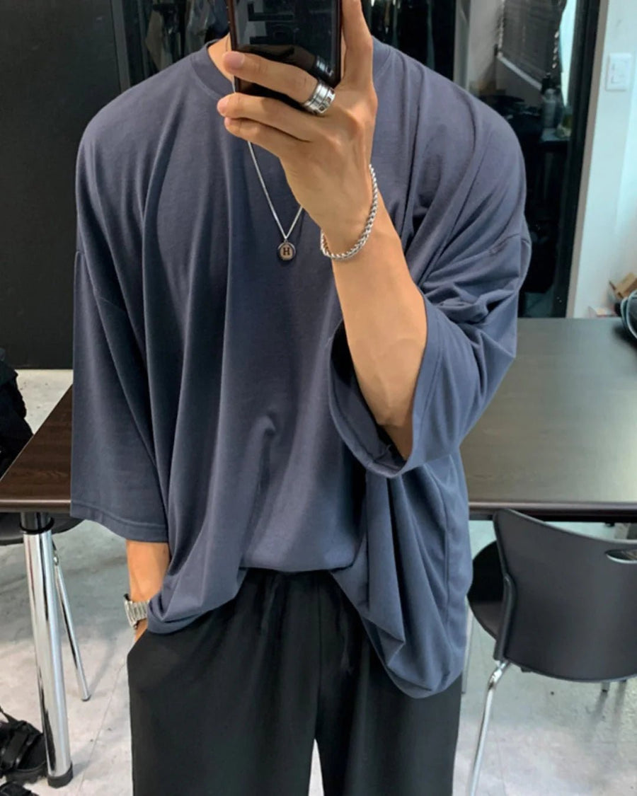 [MRCYC] COTTON LOOSE ROUND NECK HALF-SLEEVED T-SHIRT J0092