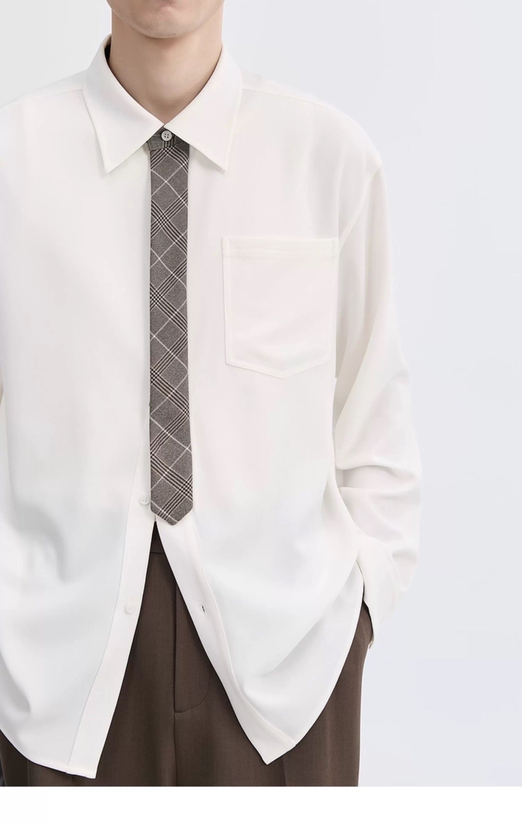 3-in-1 しわ防止＆カラーブロックシャツ - メンズ 秋冬 サーマル 長袖 トップス T0044