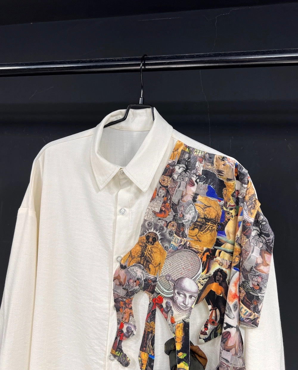 Men’s Original Design Loose Linen Shirt White Lightweight Long Sleeve Casual Base Top T0063