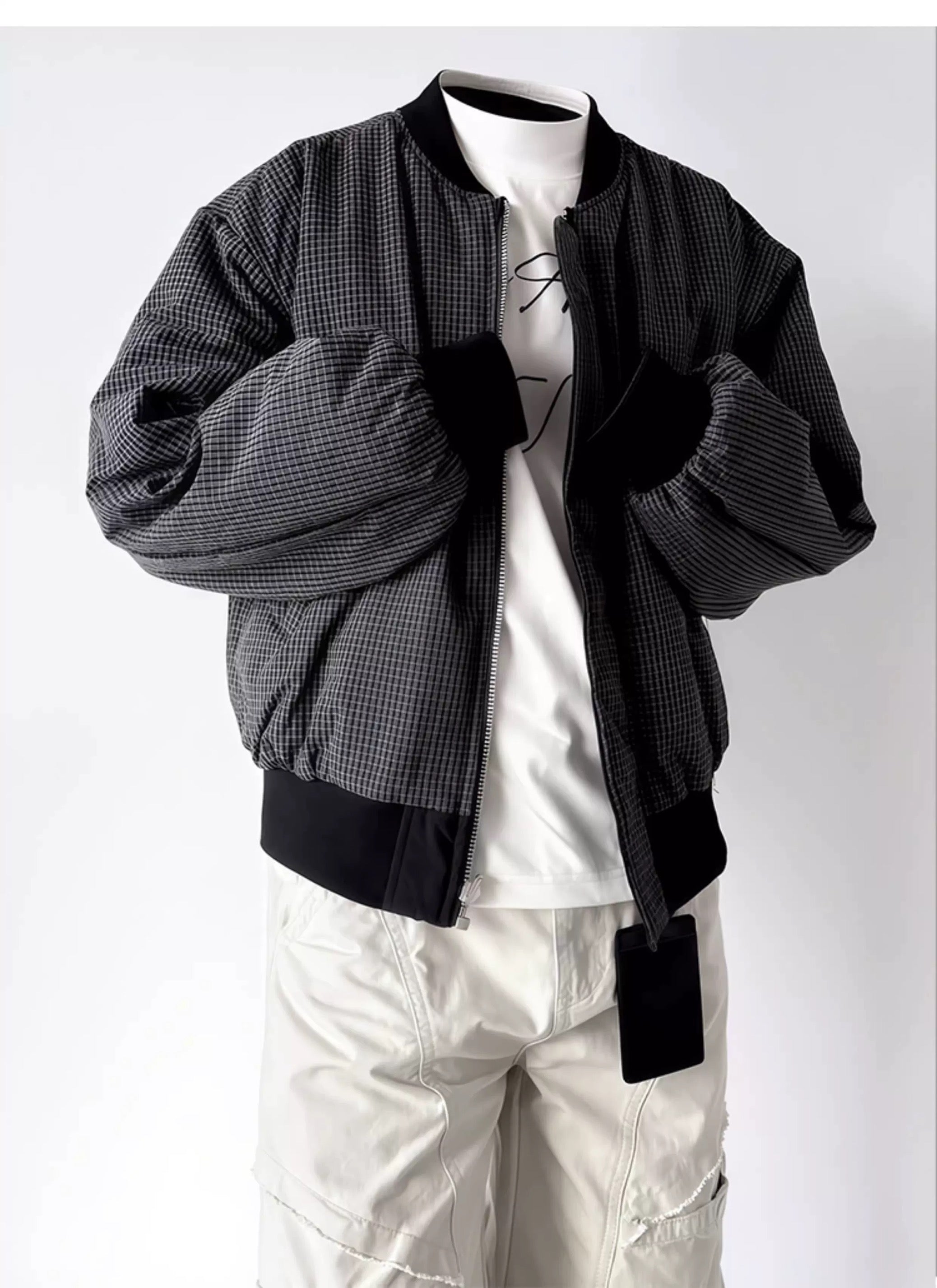 Reversible Plaid Jacket – American Vintage Two-Sided Streetwear Coat T0034