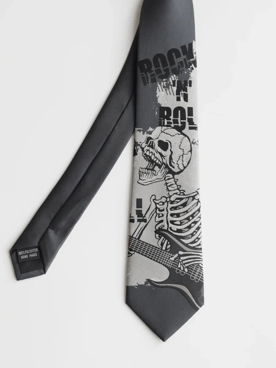 DARK GRAY SKULL TIE TREND A0037
