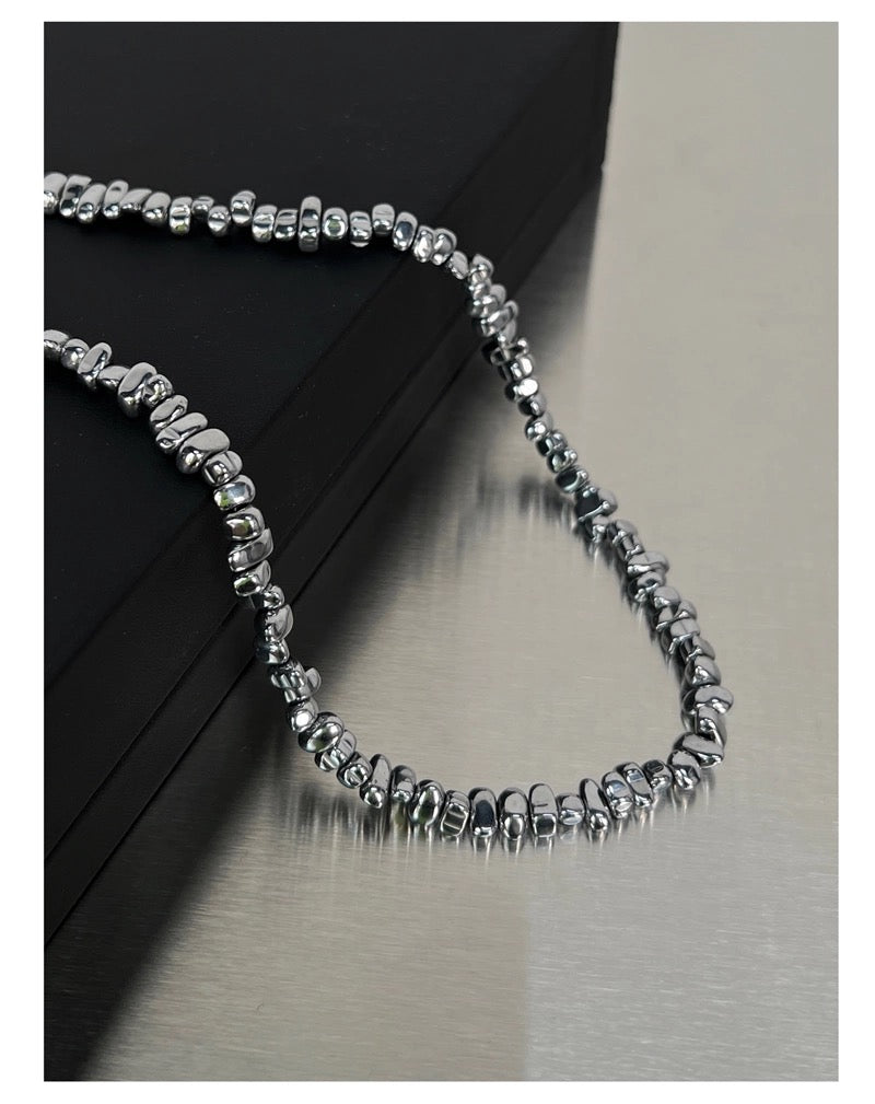 Collar de cadena irregular de plata para hombre | Colgante de diseño hip hop con detalle de metal fragmentado y estilo minimalista de lujo O0003