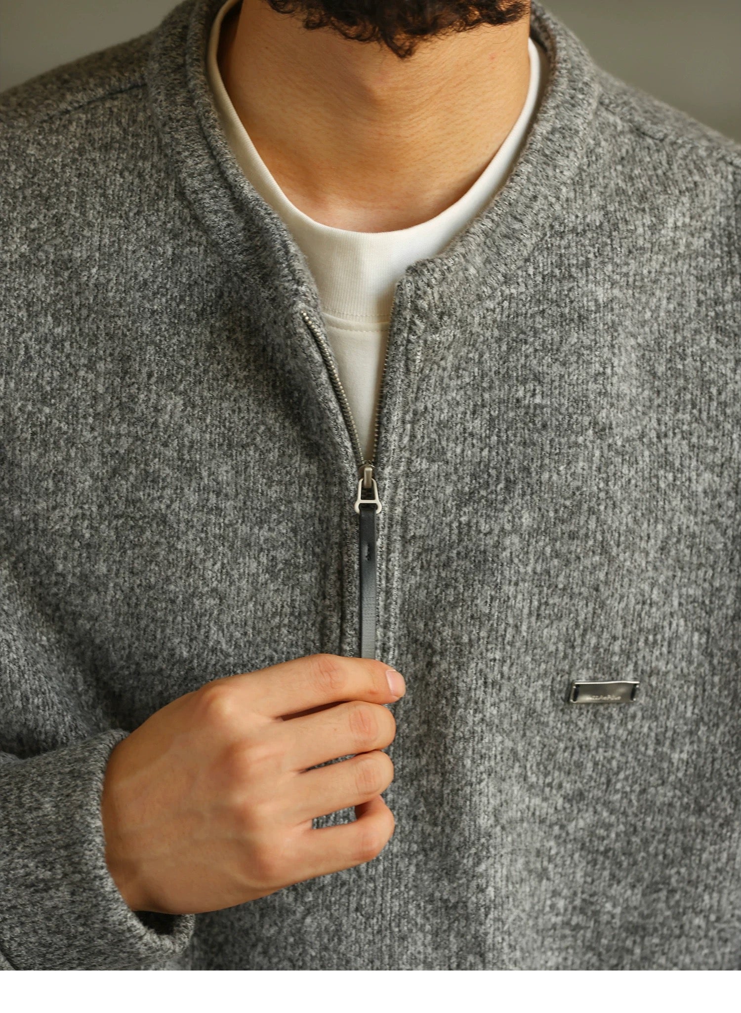 Men’s Zip-Up Knit Cardigan Sweater S0022