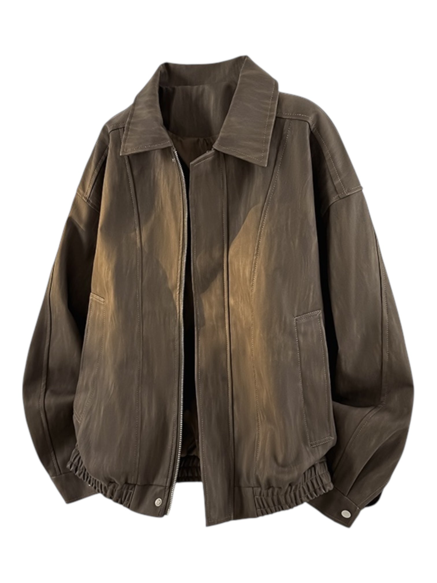 DYED FAUX LEATHER HARRINGTON JACKET T0137