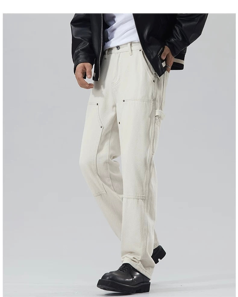 Men’s Off-White Retro Denim Cargo Pants – American Vintage Workwear Style B0075