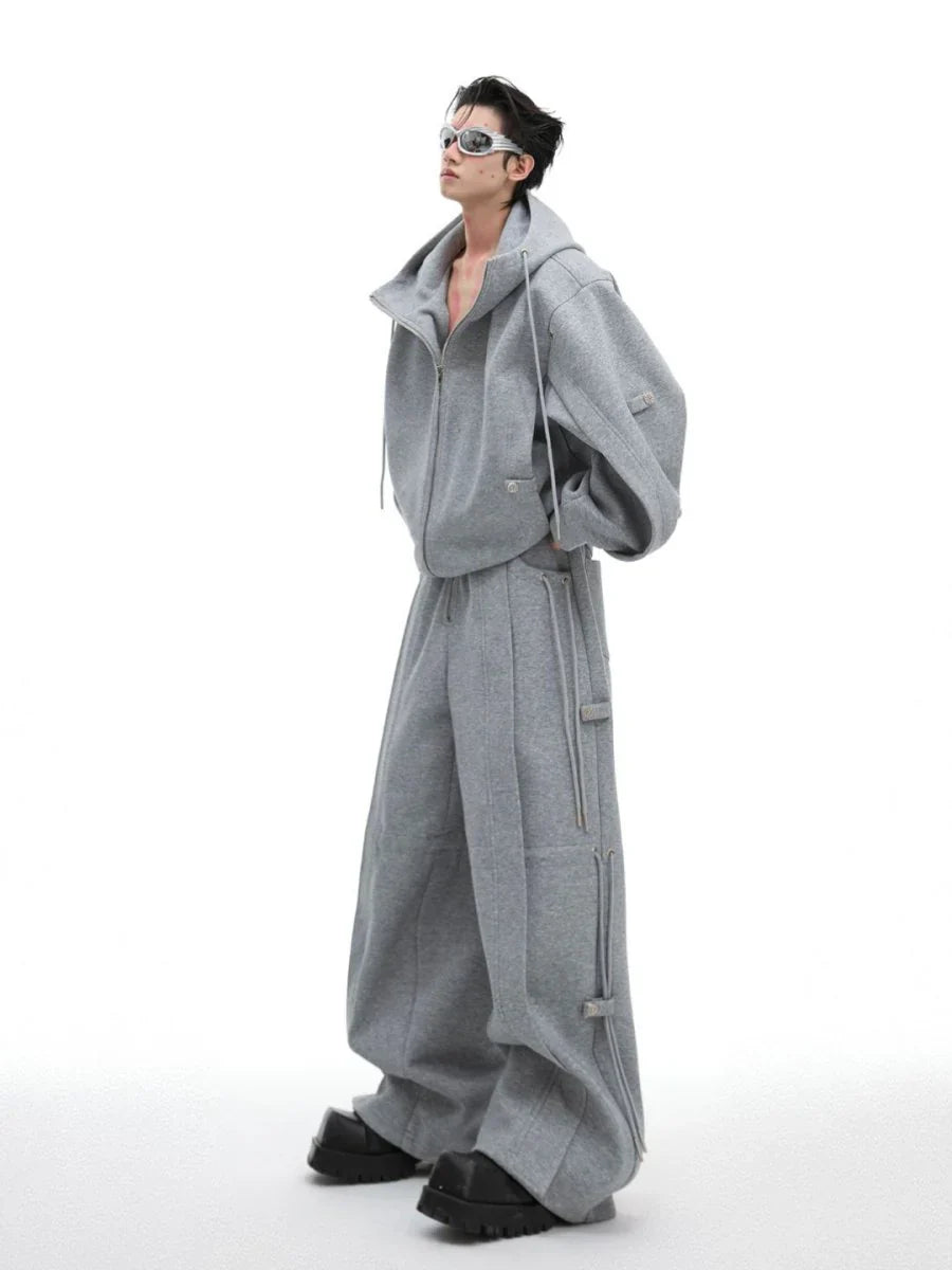 LOOSE HOODED SWEATER JACKET + BOTTOMS S0059