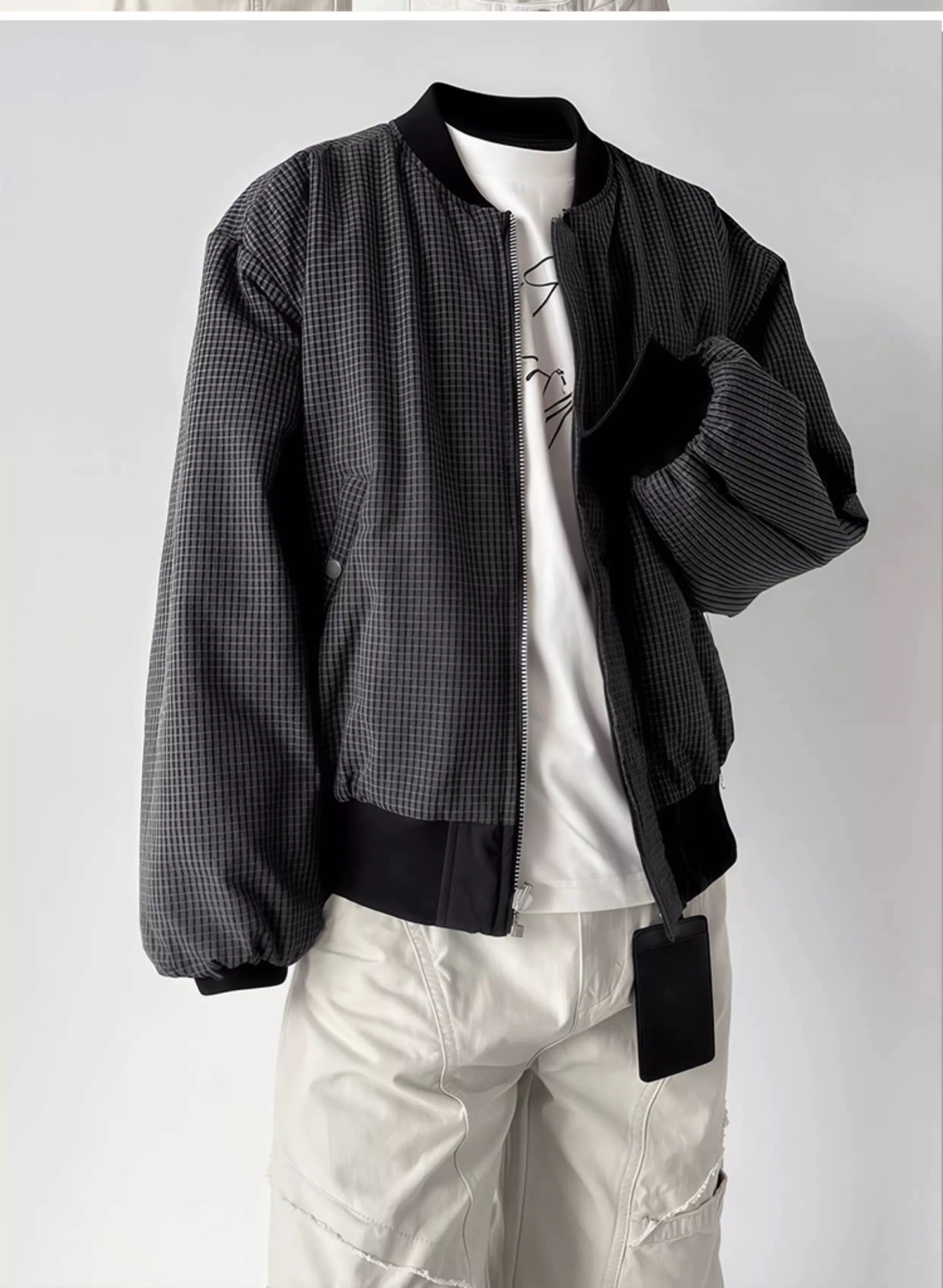 Reversible Plaid Jacket – American Vintage Two-Sided Streetwear Coat T0034