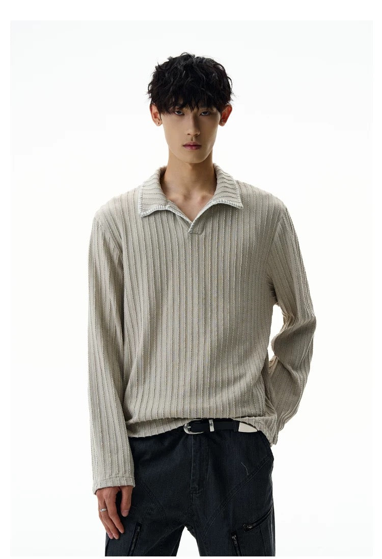 Men’s Long-Sleeve Cotton Polo – Streetwear Style S0015