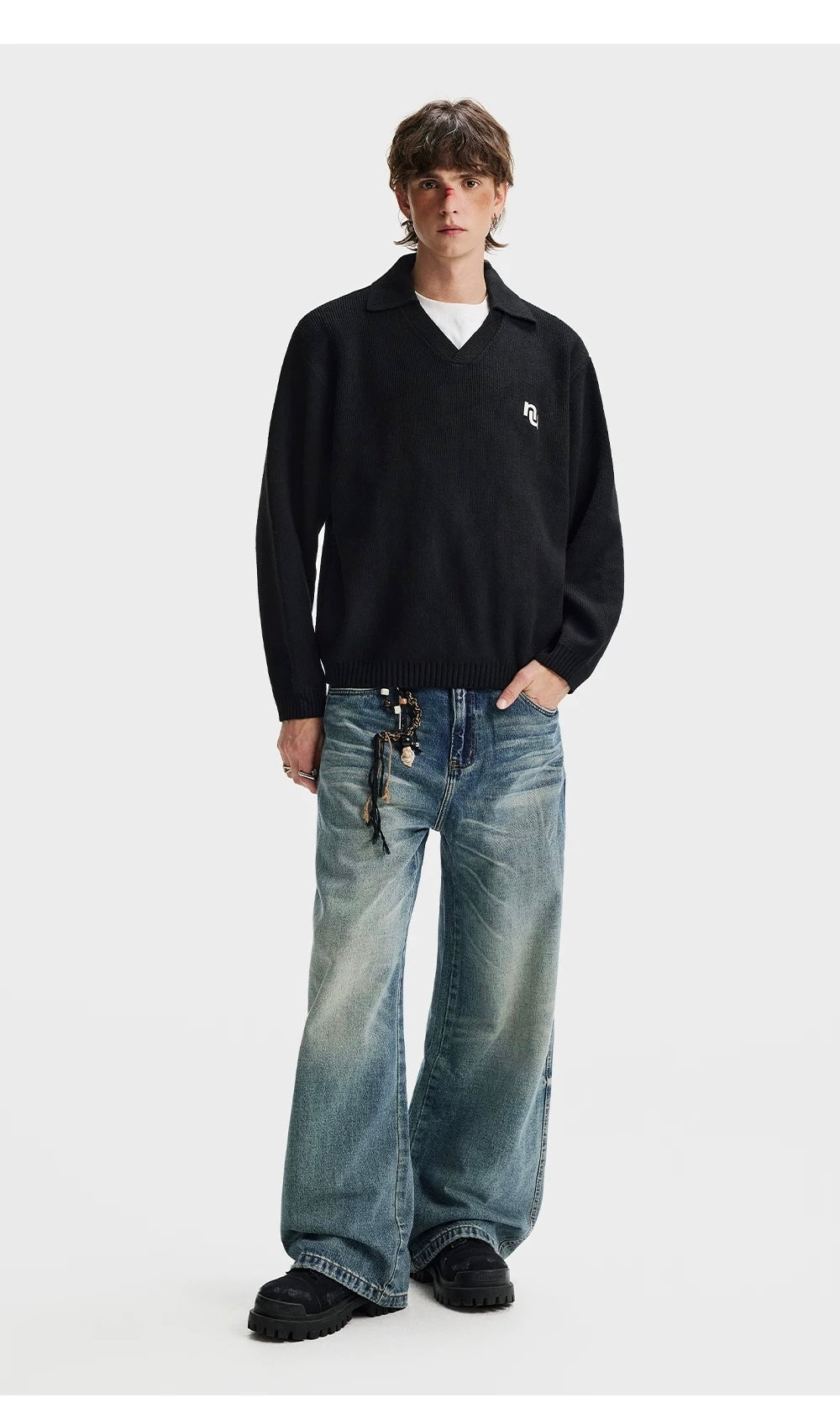 Men’s American Streetwear Loose Knit Sweater S0004