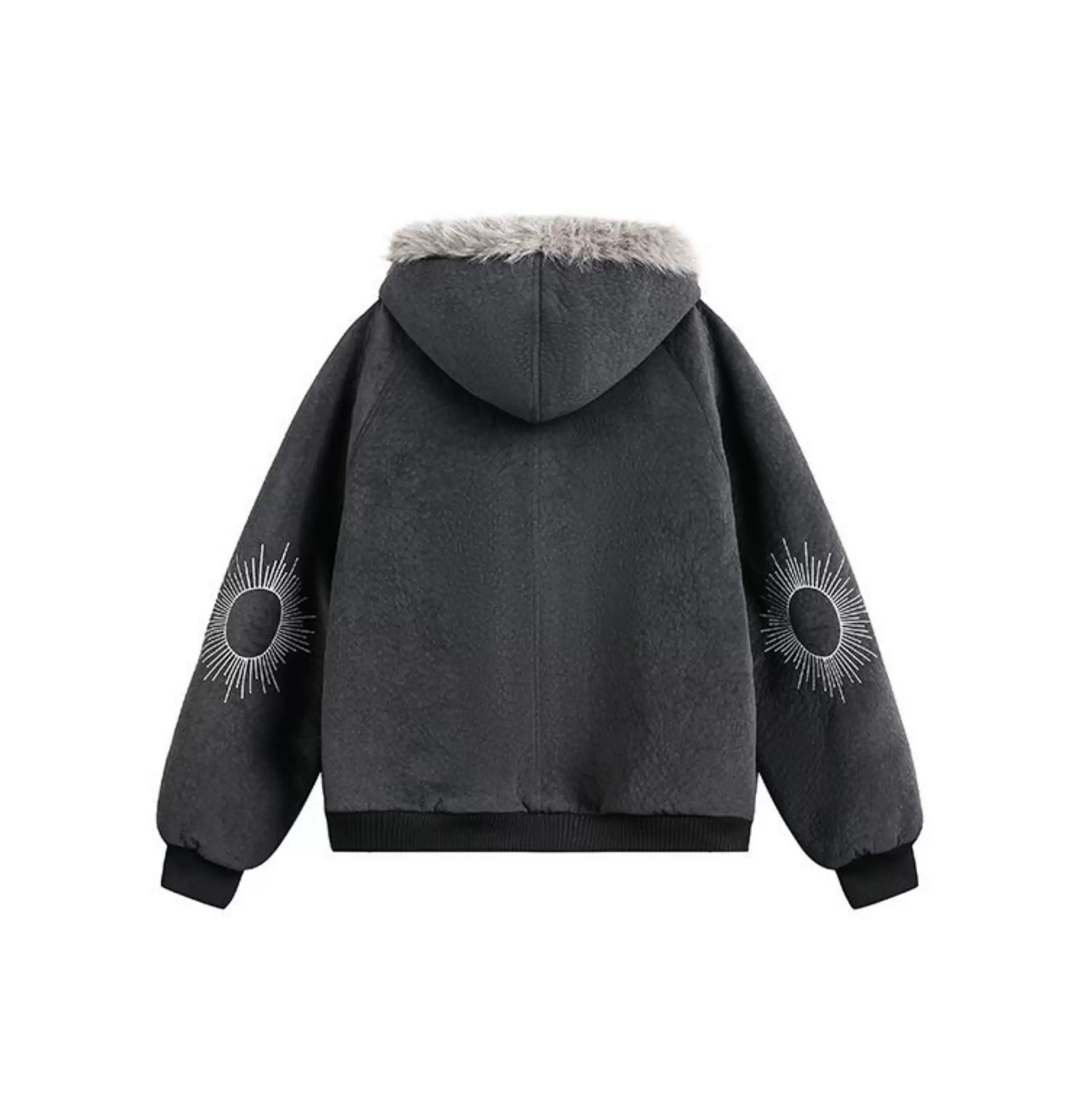 American Vintage Faux Rabbit Fur Hooded Jacket T0254