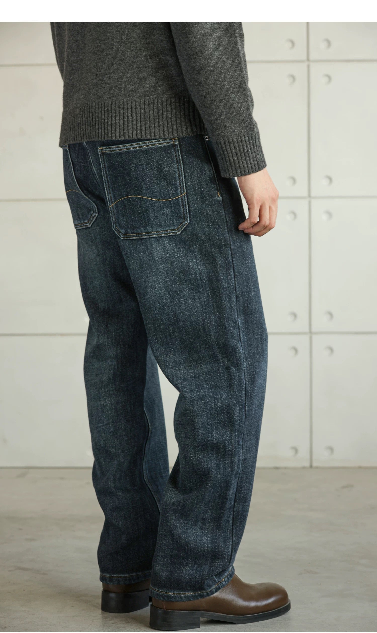 Vaqueros retro americanos de mezclilla cruda para hombre B0032