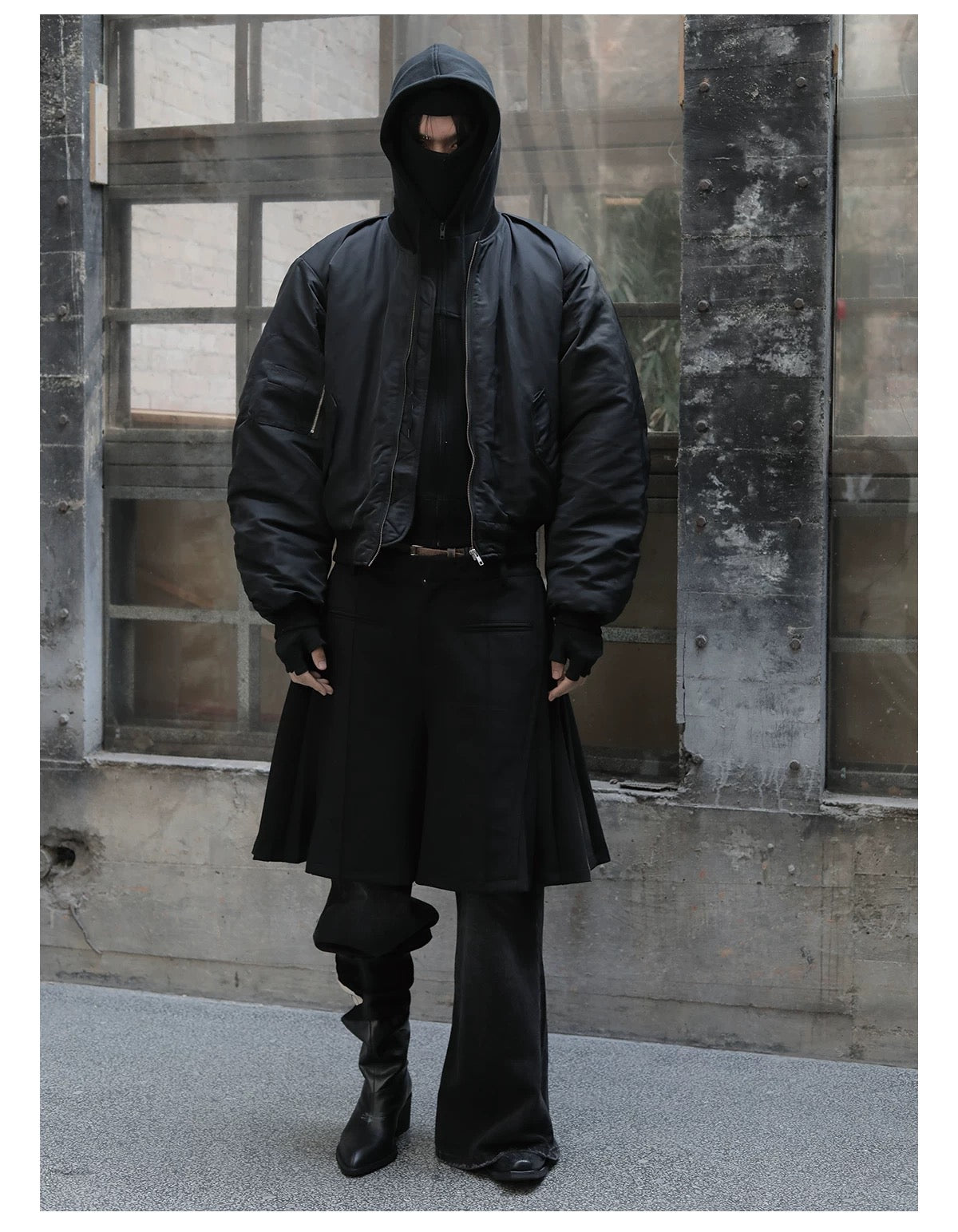 Men’s Curved-Cut Padded Jacket – American Vintage Oversized Blade Silhouette Cotton Coat T0036