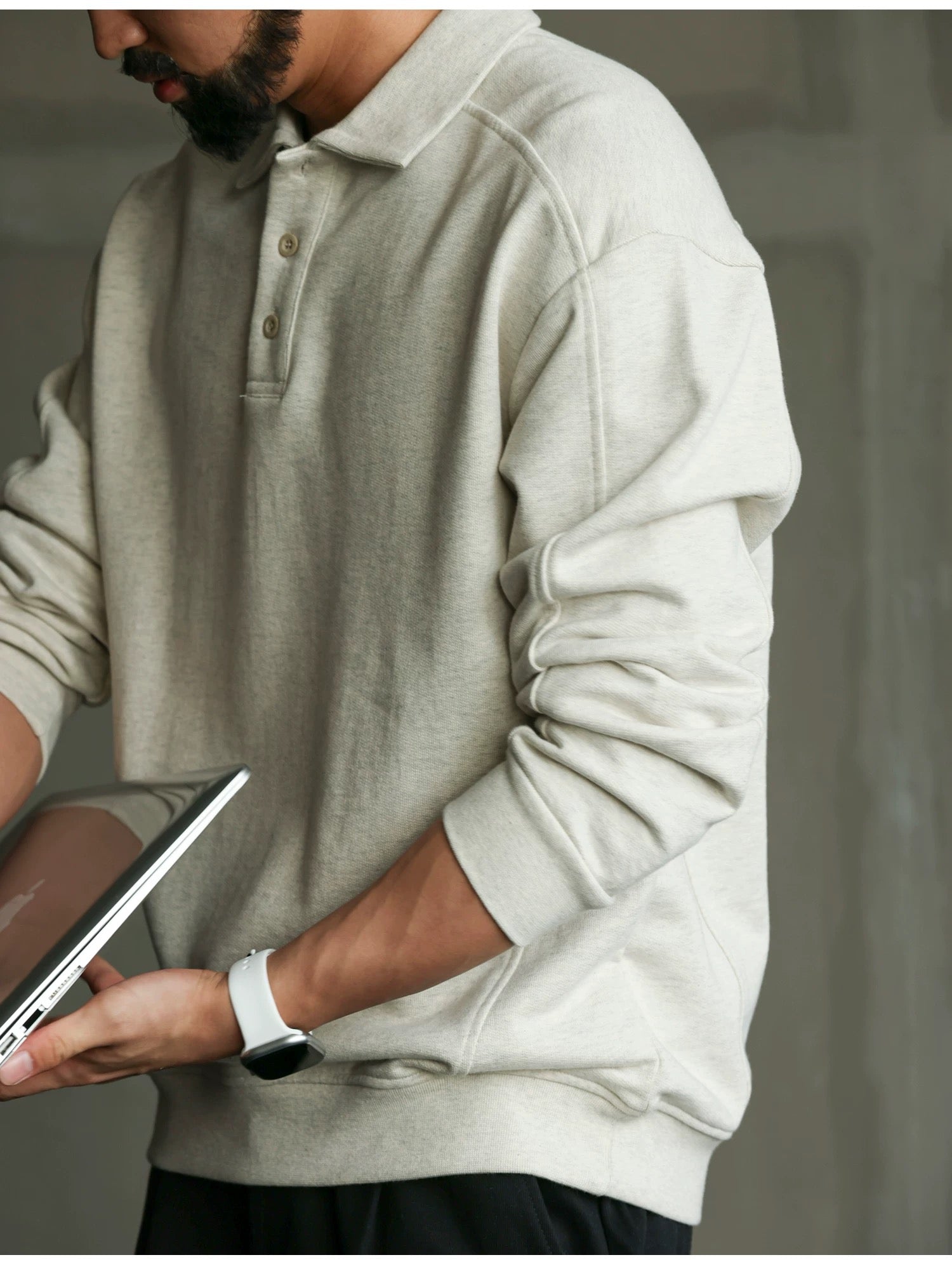 Men’s Long-Sleeve Cotton Polo – Streetwear Style S0017