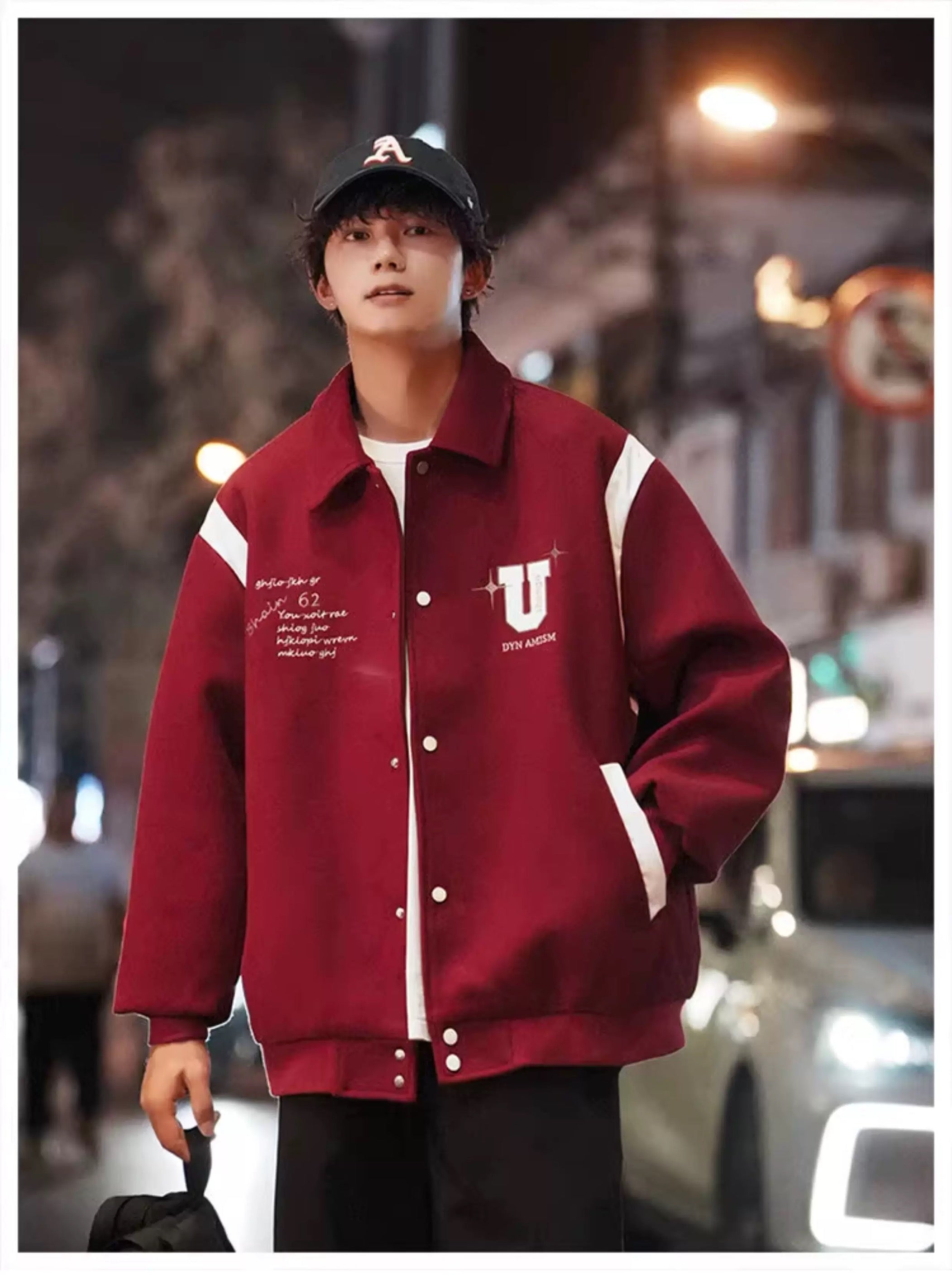 Chaqueta corta de lana – Prenda de abrigo vintage estilo urbano americano T0024