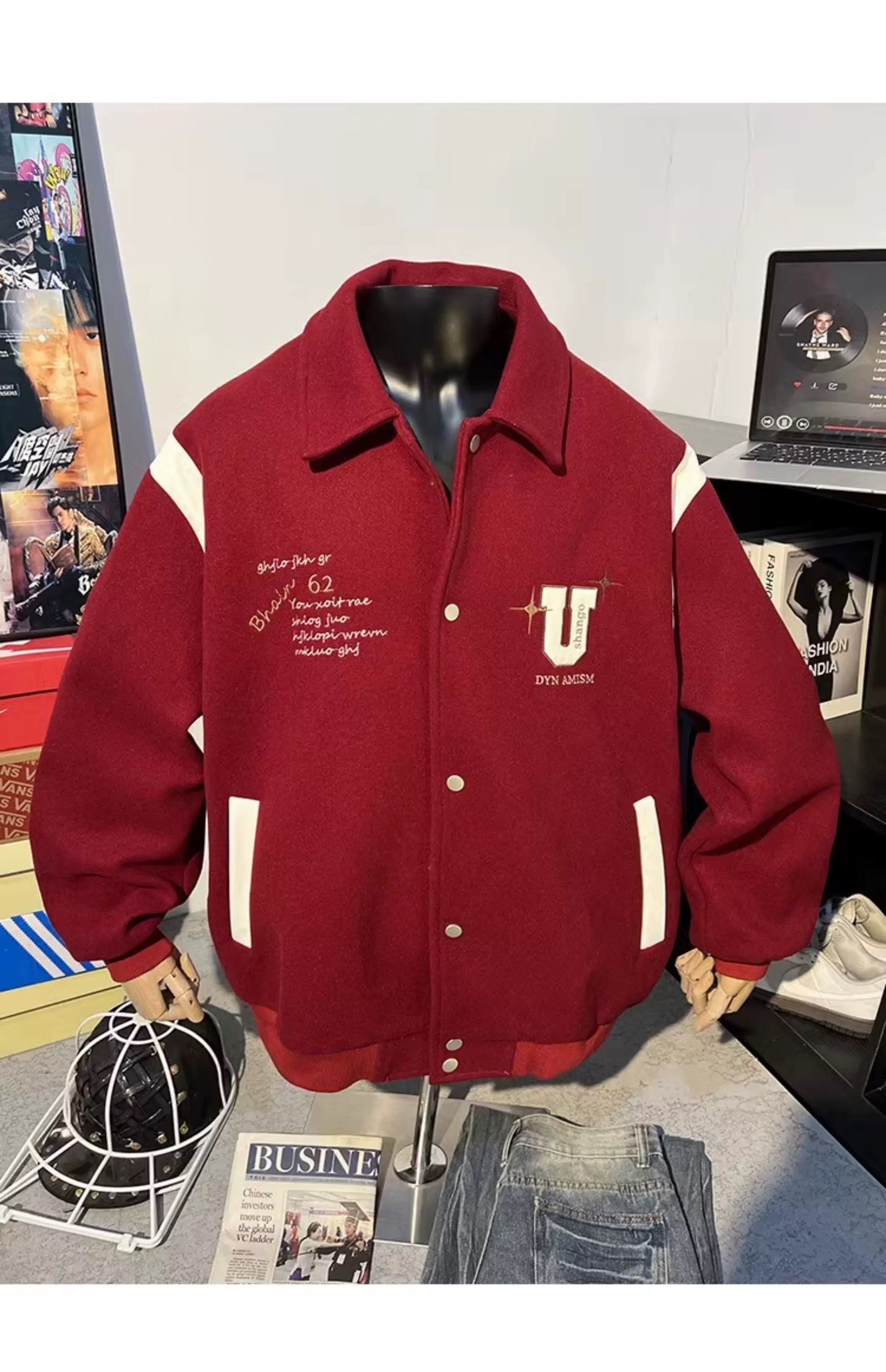 Chaqueta corta de lana – Prenda de abrigo vintage estilo urbano americano T0024