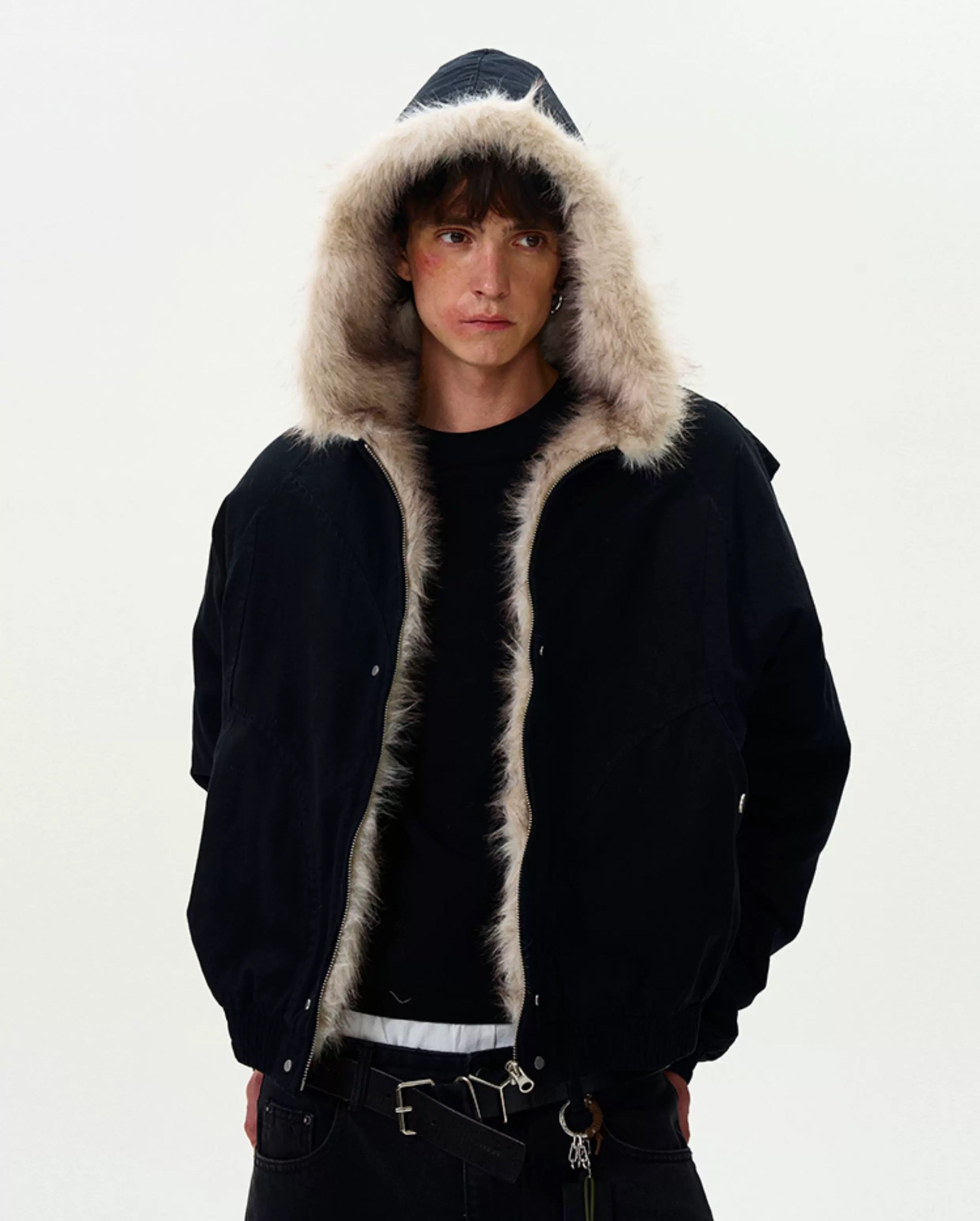 American Vintage Deconstructed Fleece-Lined Jacket – Retro Streetwear Outerwear T0227