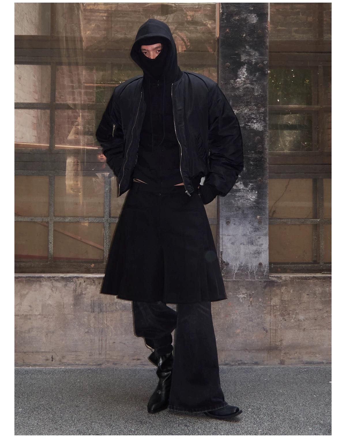 Men’s Curved-Cut Padded Jacket – American Vintage Oversized Blade Silhouette Cotton Coat T0036