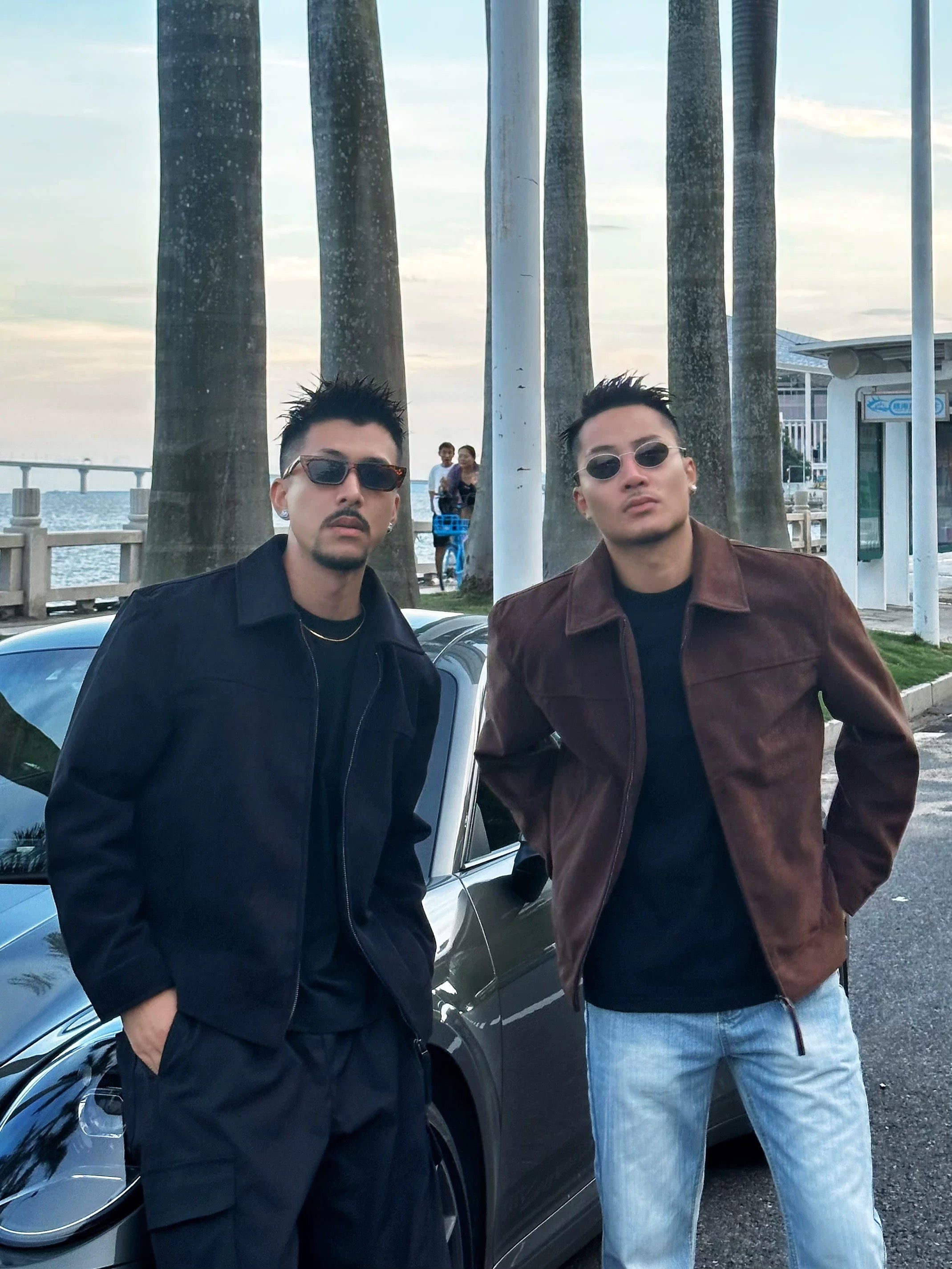 Chaqueta vintage americana con cuello de ante para hombre T0251