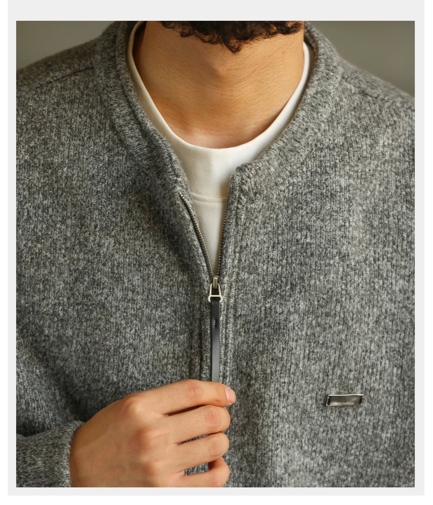 Men’s Zip-Up Knit Cardigan Sweater S0022