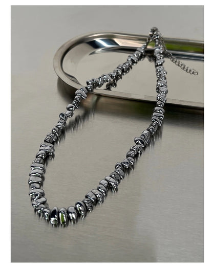 Men’s Irregular Silver Chain Necklace | Designer Hip Hop Pendant with Fragmented Metal Detail & Luxury Minimalist Style O0003