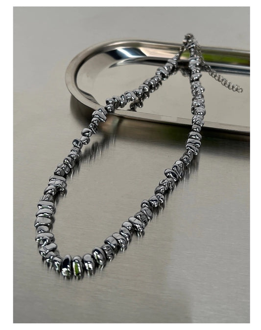 Men’s Irregular Silver Chain Necklace | Designer Hip Hop Pendant with Fragmented Metal Detail & Luxury Minimalist Style O0003