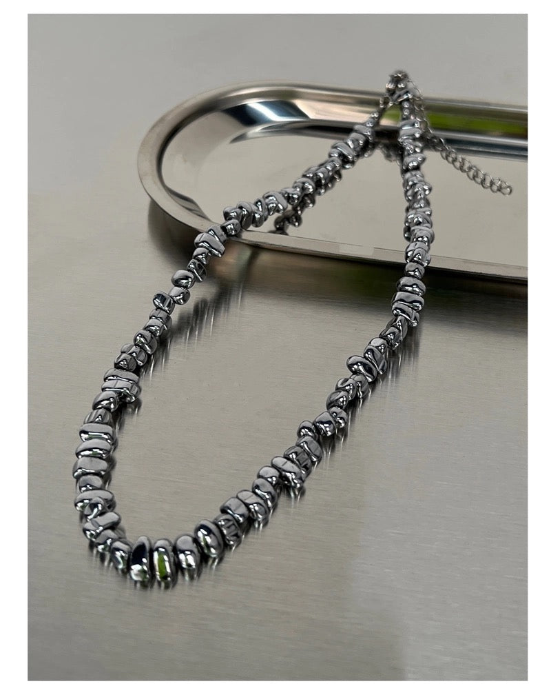 Collar de cadena irregular de plata para hombre | Colgante de diseño hip hop con detalle de metal fragmentado y estilo minimalista de lujo O0003