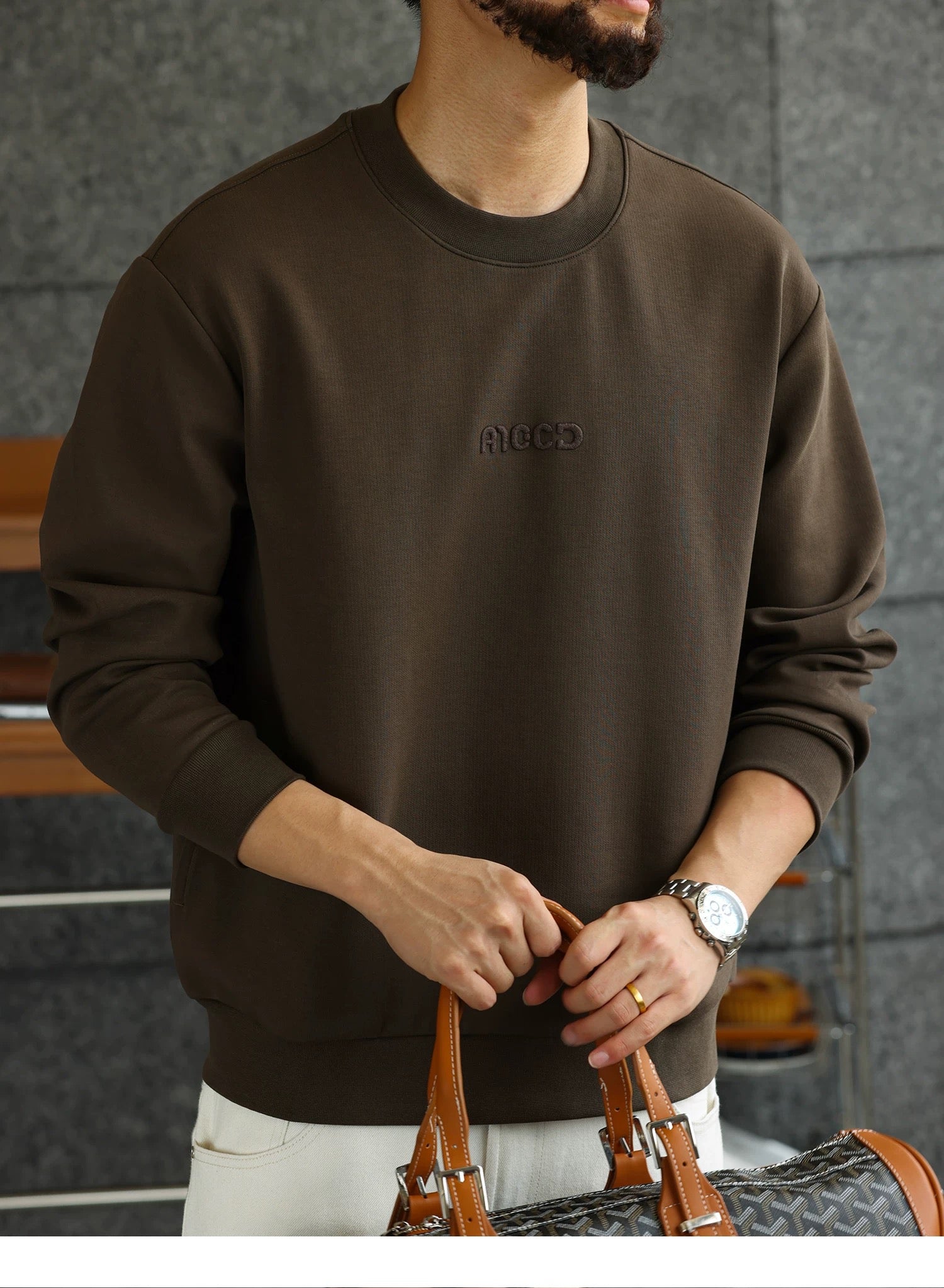 Men’s Air Cotton Embroidered Crewneck Sweatshirt S0018