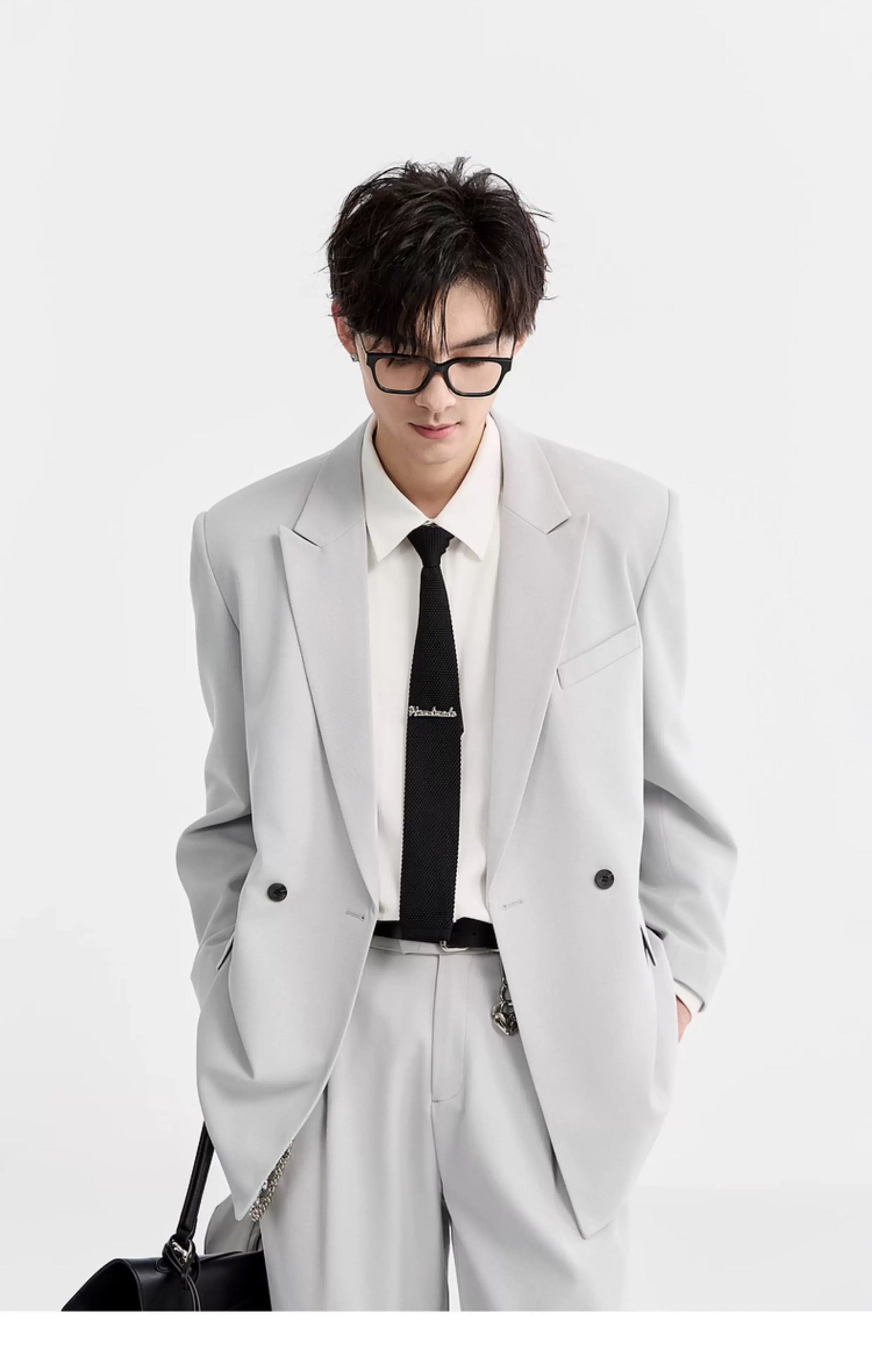 Blazer de lana Tencel Premium - Chaqueta informal de gran tamaño y botonadura sencilla para hombre, para todas las estaciones, T0045