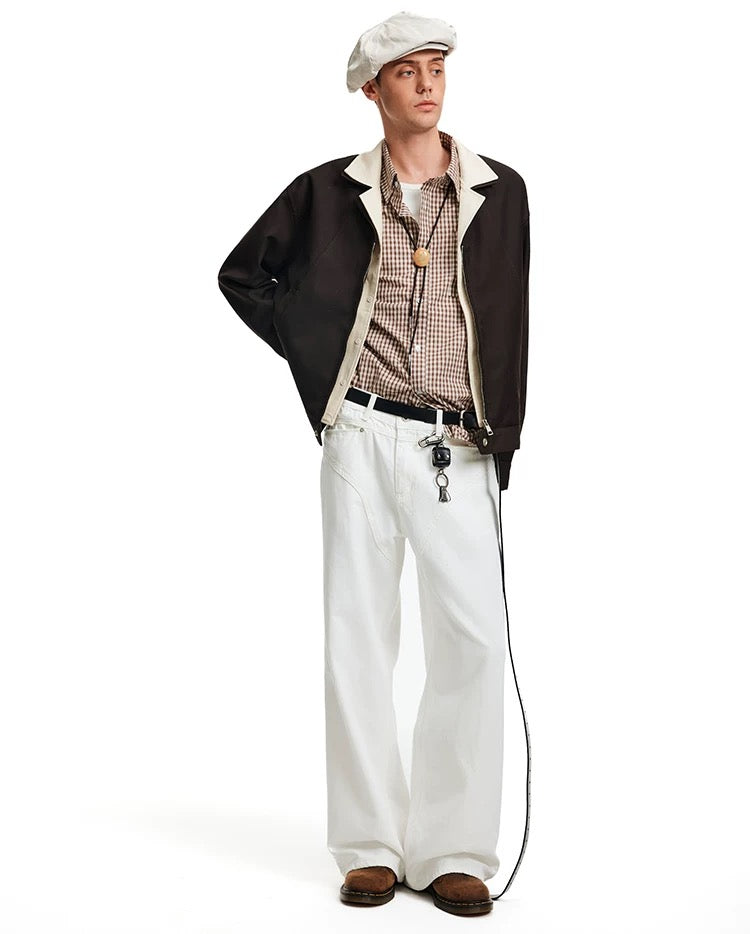 Men’s Deconstructed Layered Jacket – Vintage Minimal Street Outerwear T0058