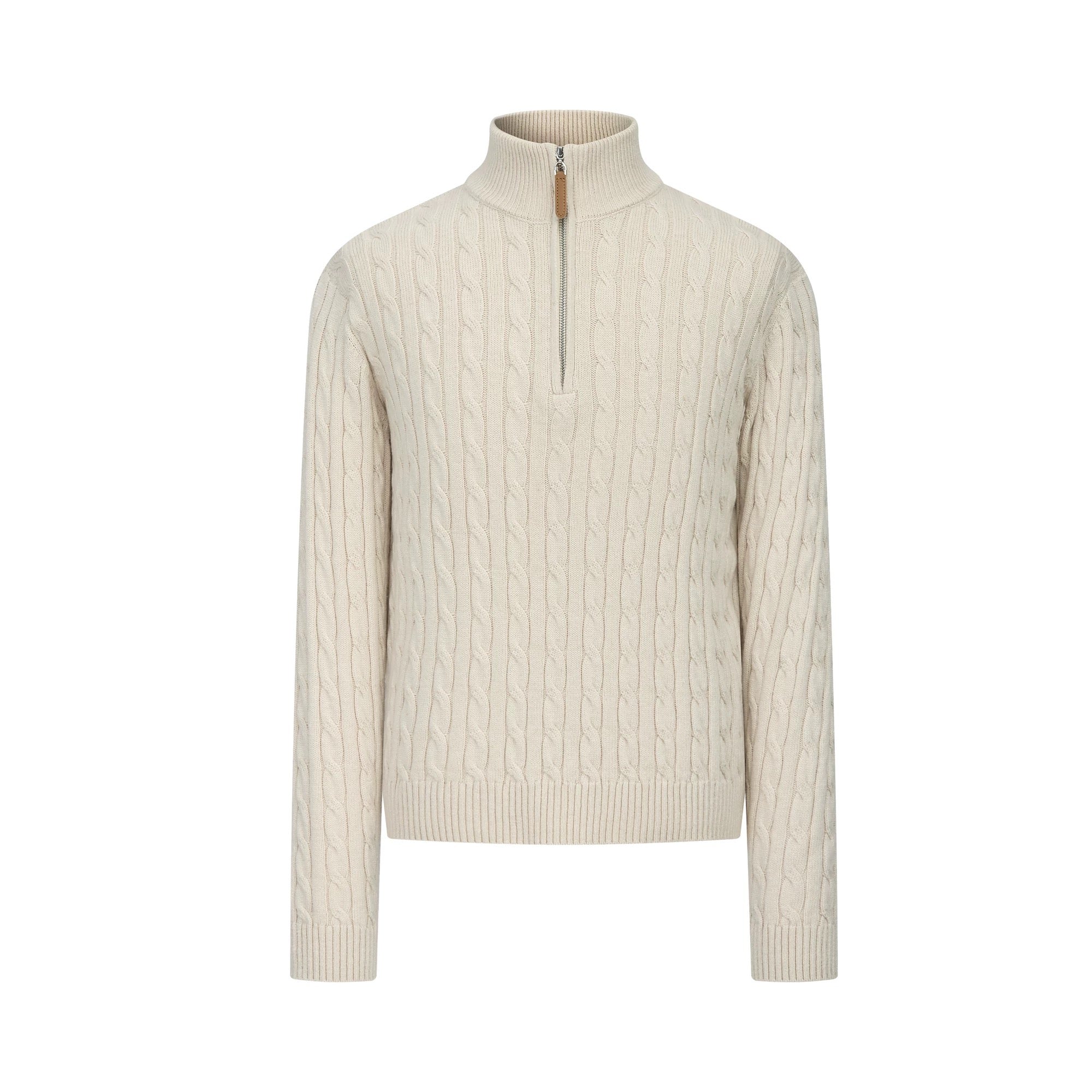 [FLAT ROOM] CABLE KNIT HALF-ZIP WOOL SWEATER S0187