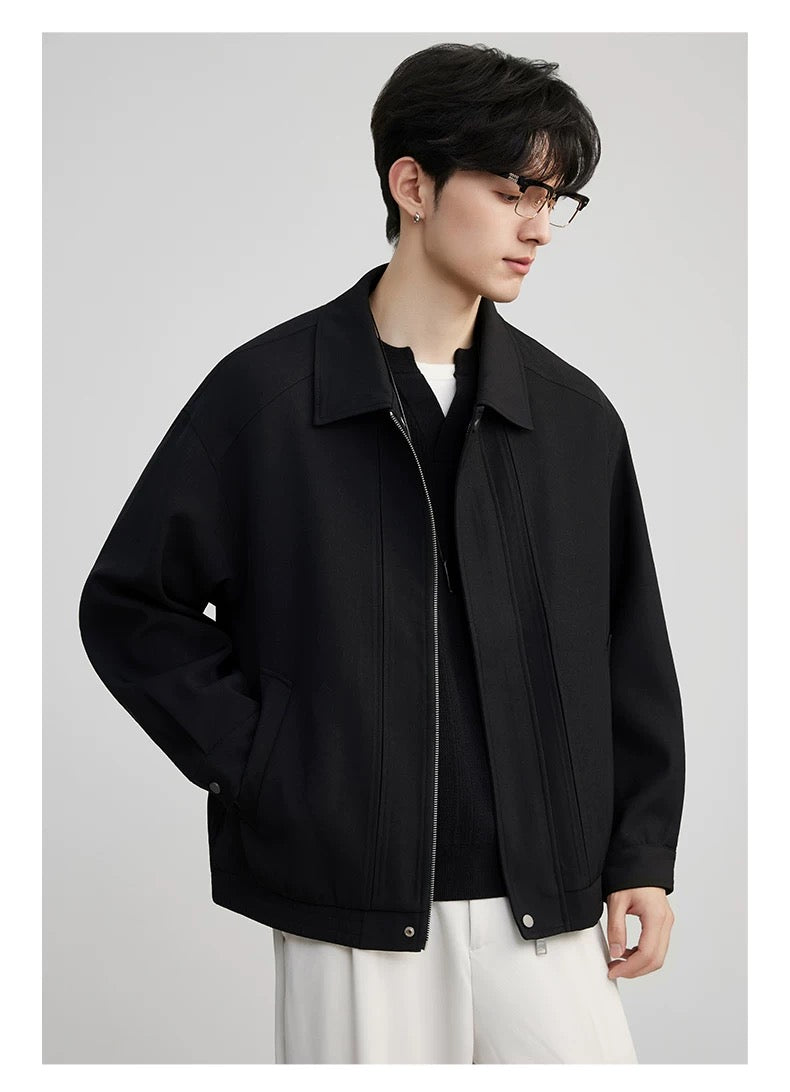 Men’s American Business Collar Jacket – Modern Retro Minimal Street Outerwear T0063